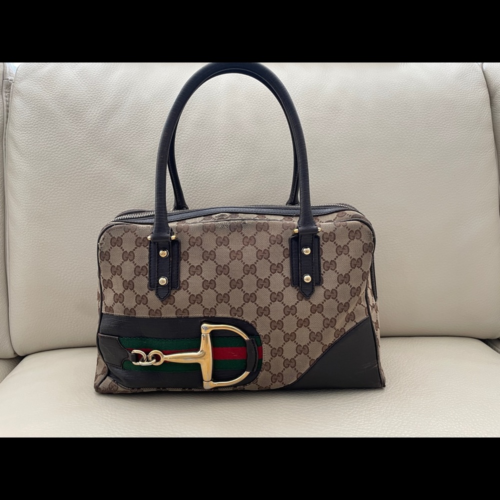 Gucci Boston bag horsebit canvas